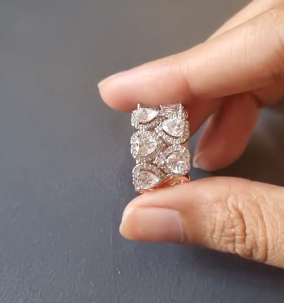 925 Silver CZ Heart Ring Band - Amrrutam