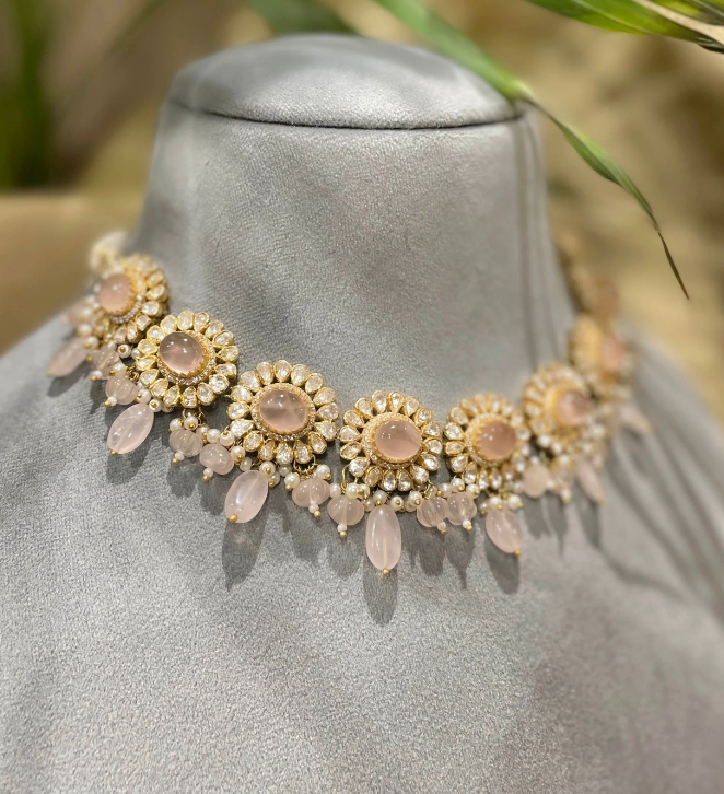 925 Silver Roza Polki Choker - Amrrutam