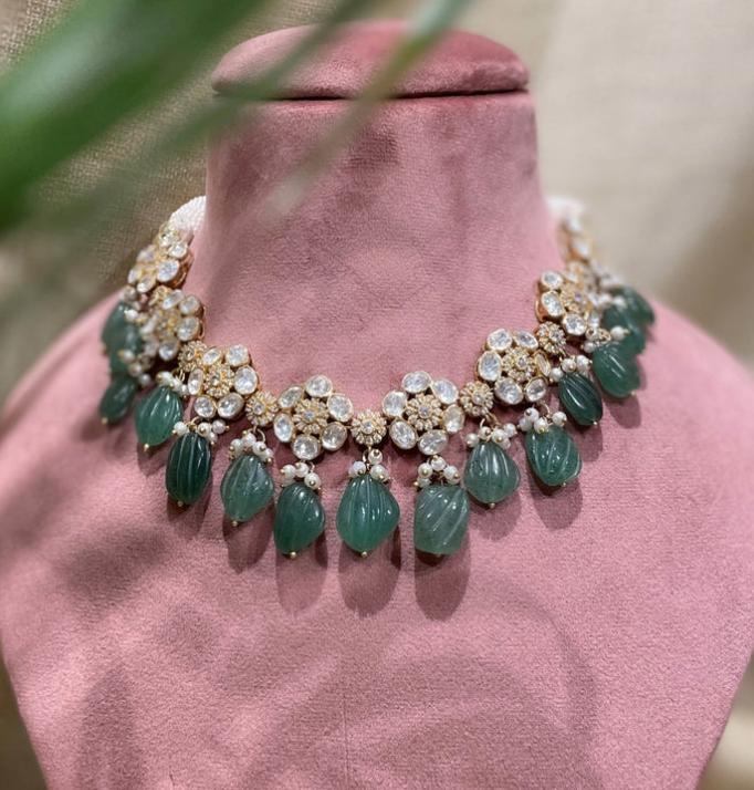 925 Silver Kaveri Polki Choker - Amrrutam