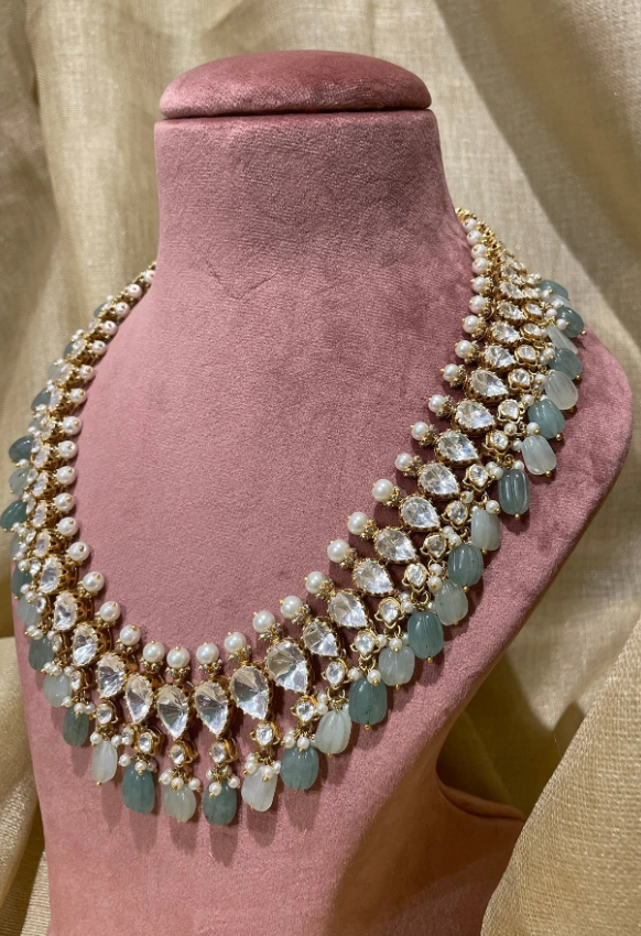 925 Silver Gulnaz Polki Necklace - Amrrutam