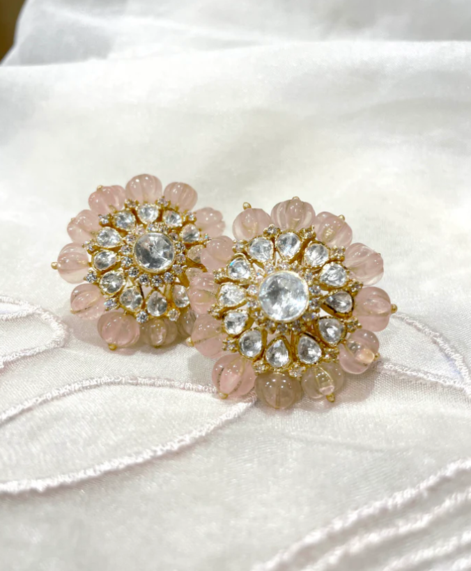 925 Silver Roza Stud Earrings - Amrrutam