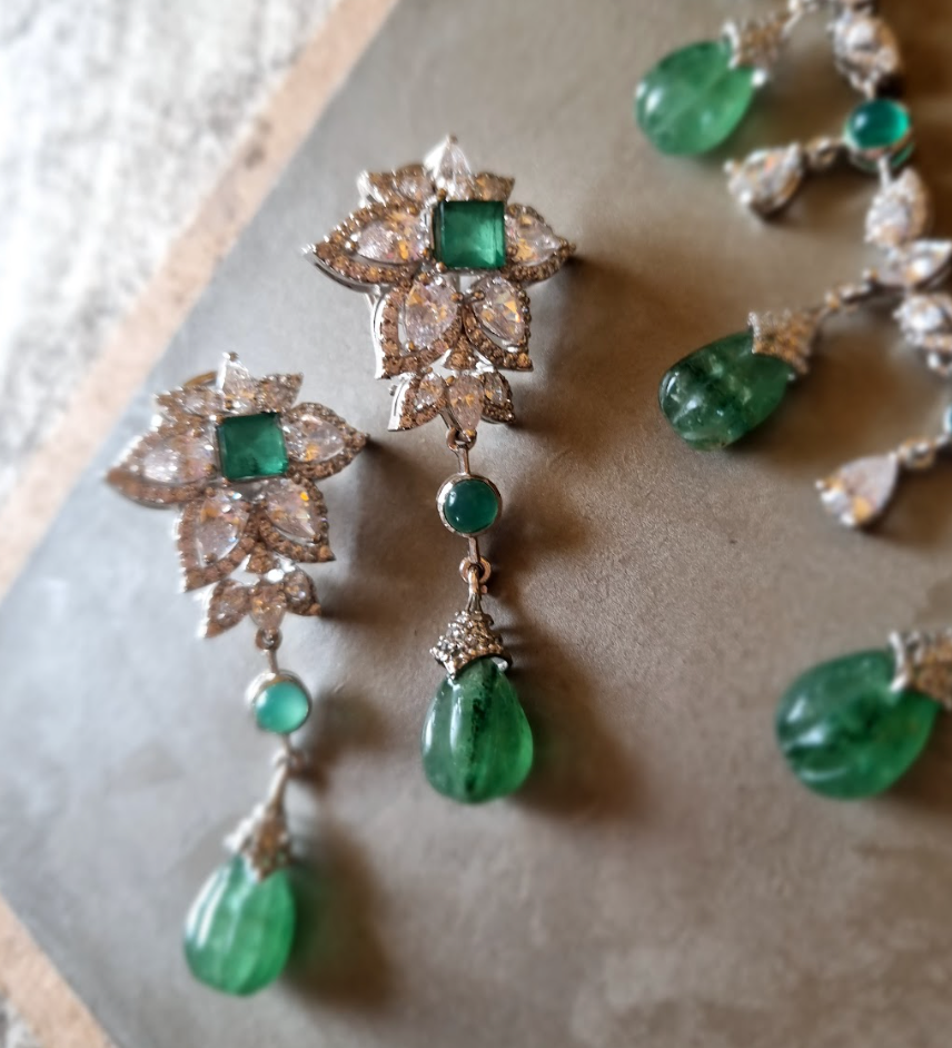 925 Silver Watermelon Necklace Set - Amrrutam