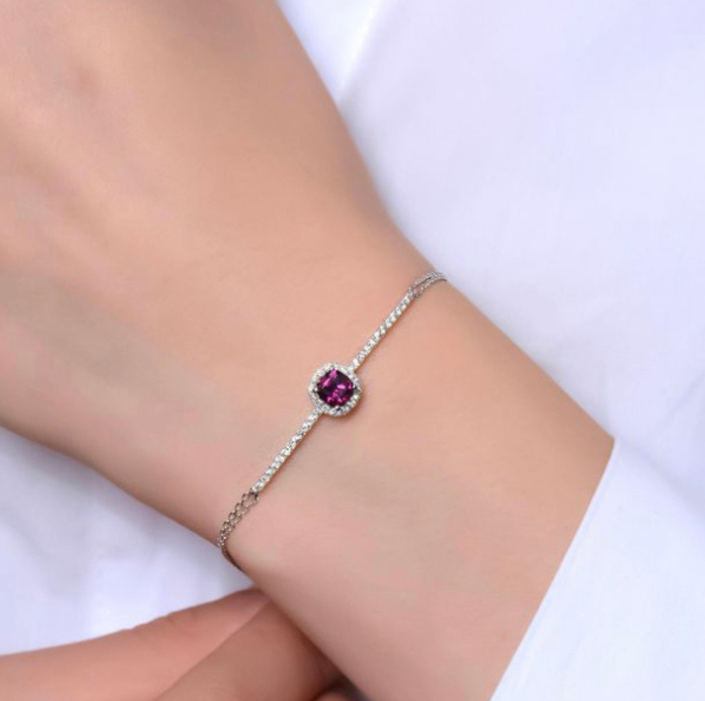 925 Silver Amethyst Bracelet - Amrrutam
