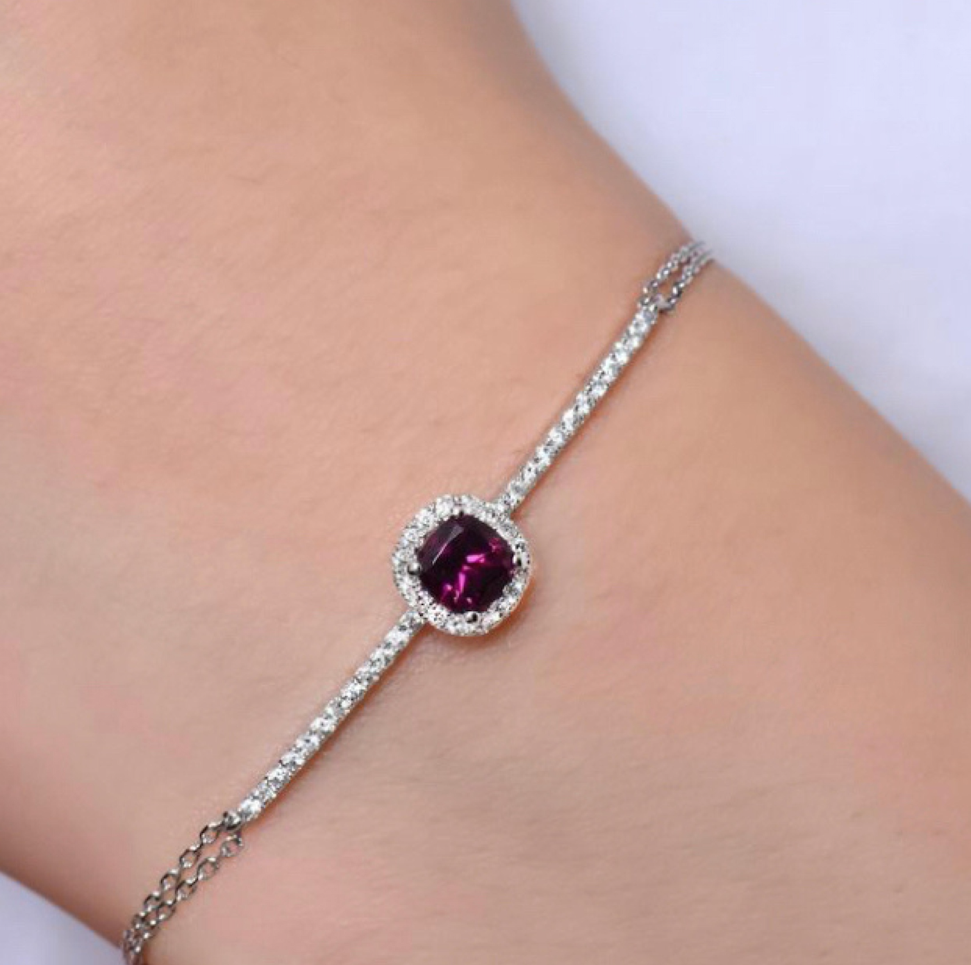 925 Silver Amethyst Bracelet - Amrrutam