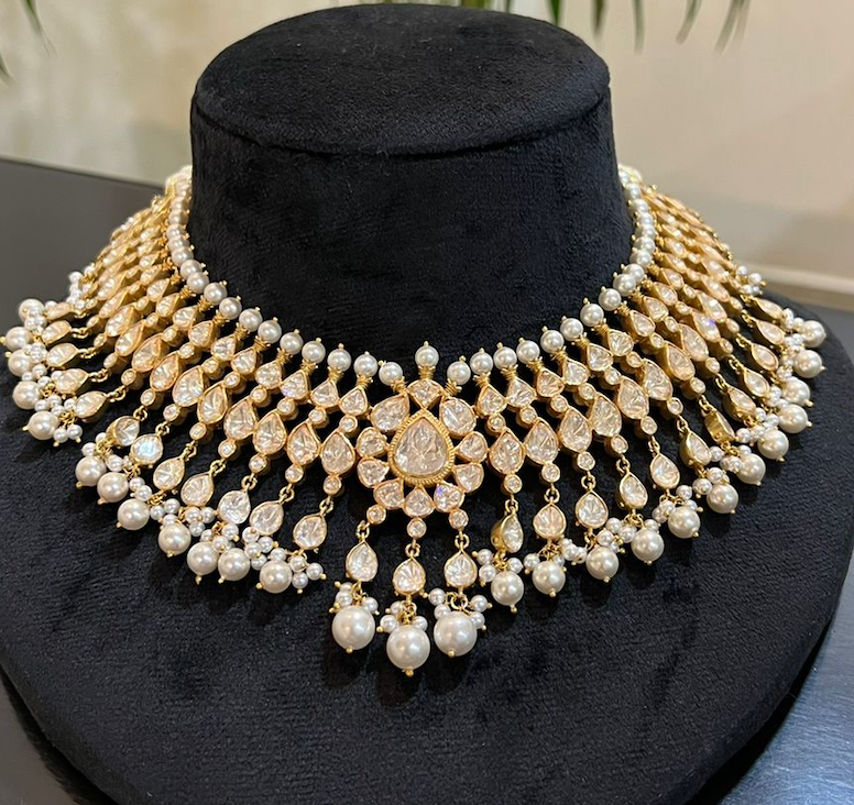 925 Silver Samarya Polki Choker Necklace - Amrrutam