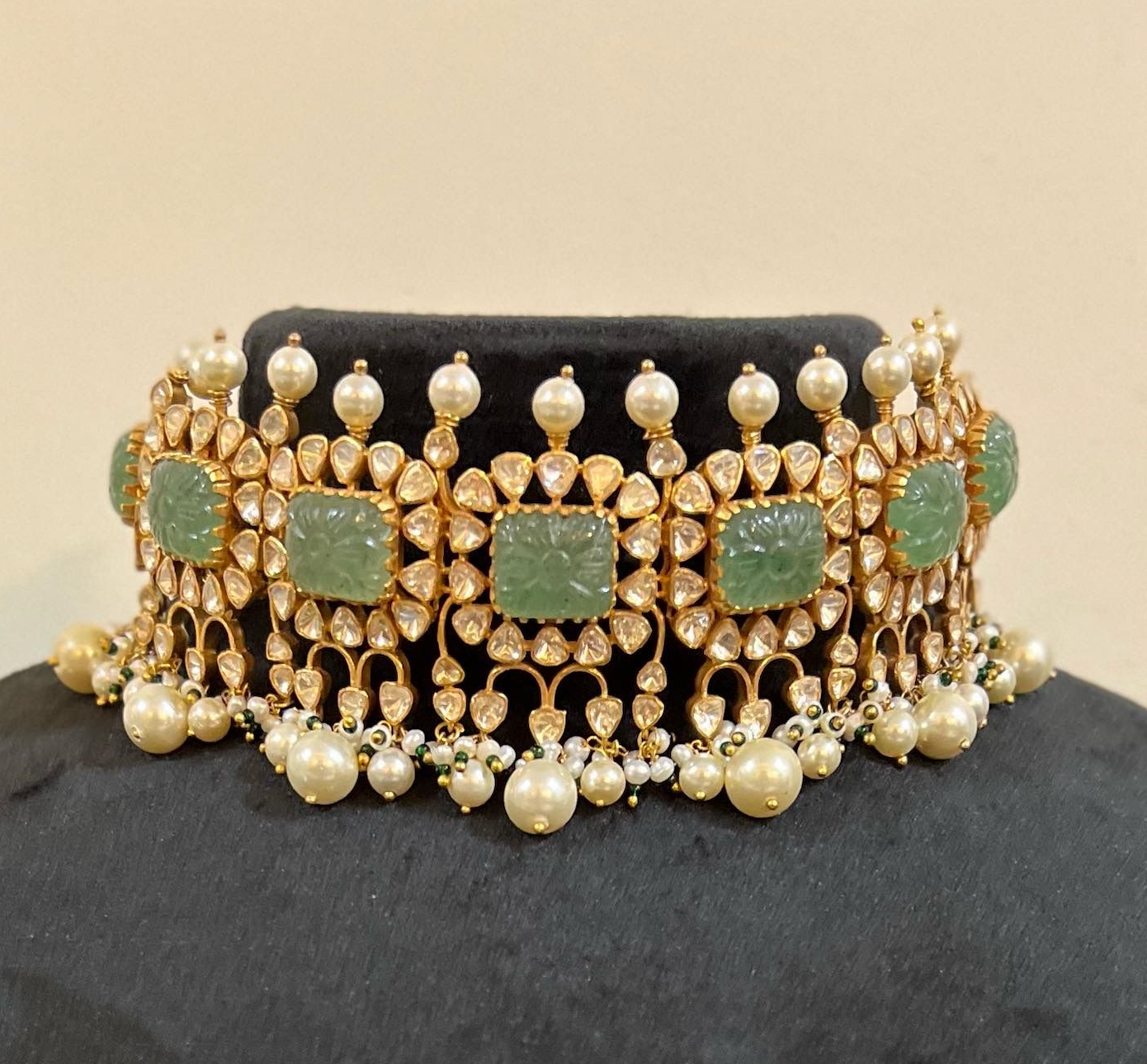 925 Silver Vasika Polki Choker Necklace - Amrrutam