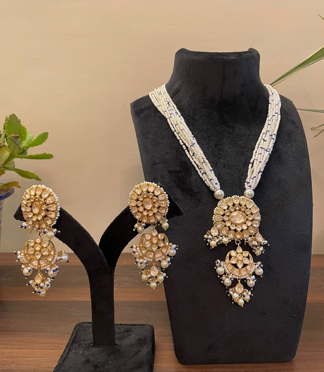 925 Silver Meira Polki Necklace - Amrrutam