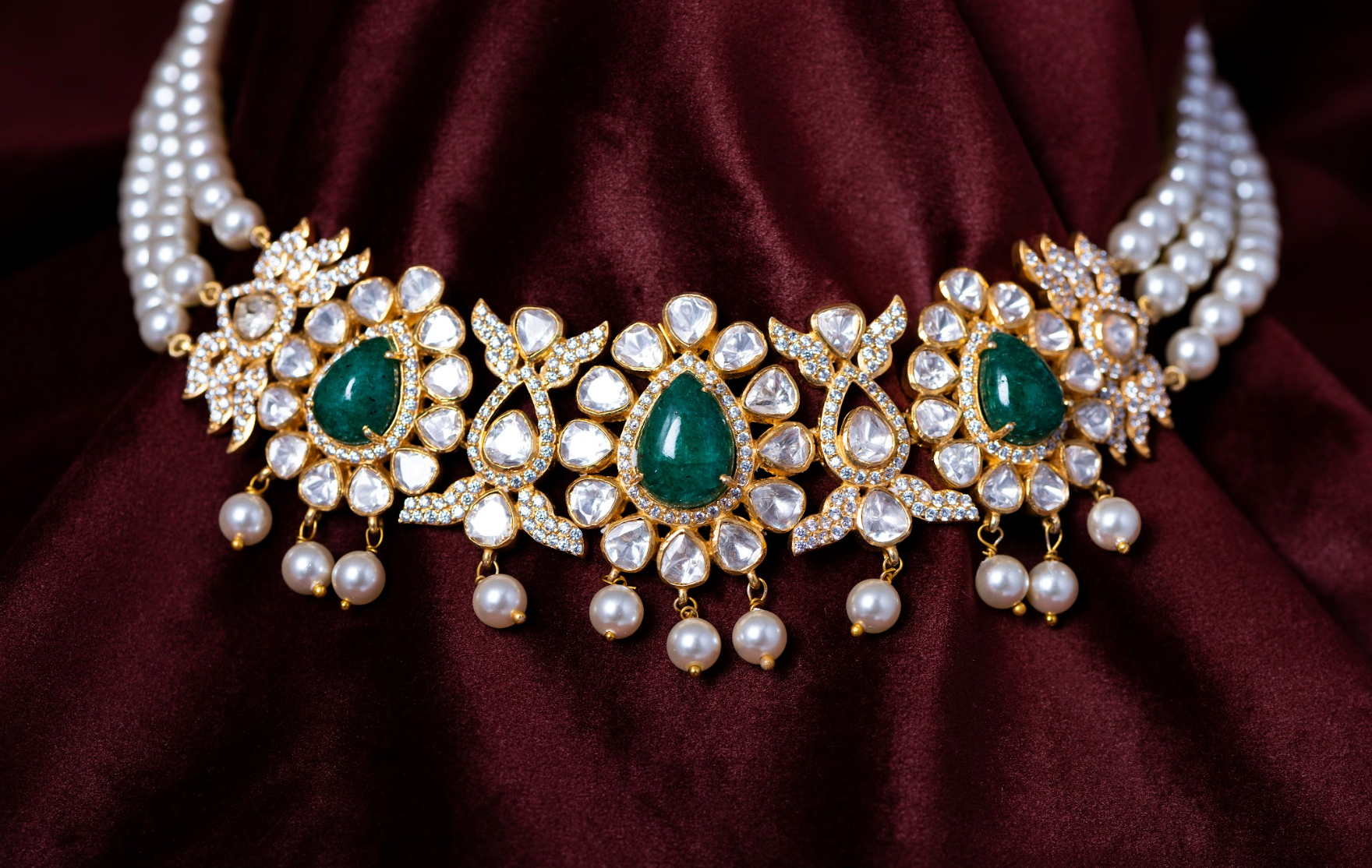 925 Silver Miyora Polki Choker Necklace - Amrrutam