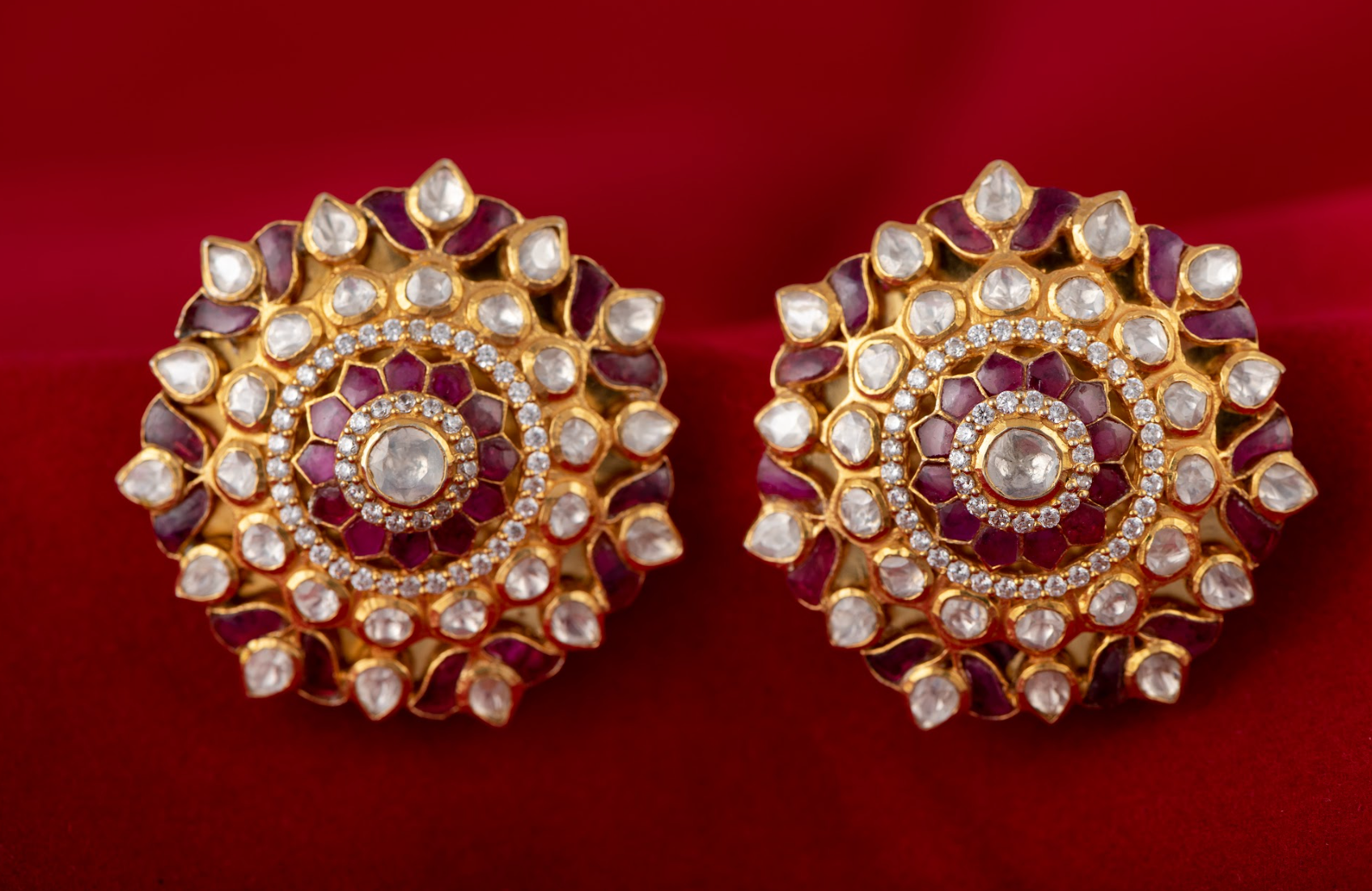 925 Silver Gulnaaz Ruby Stud Earring - Amrrutam