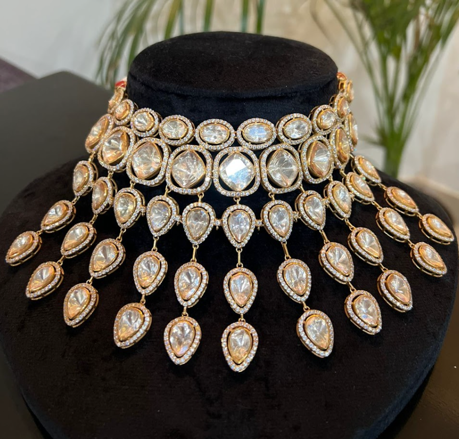 925 Silver Kresya Polki Choker Necklace - Amrrutam