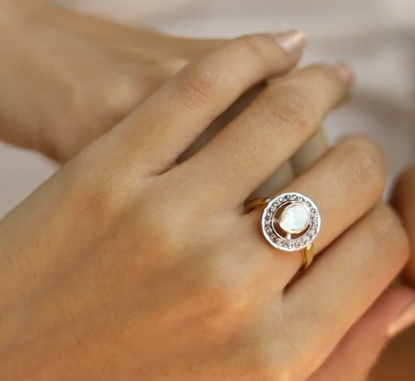 14K Gold Diamond Polki Ring - Amrrutam