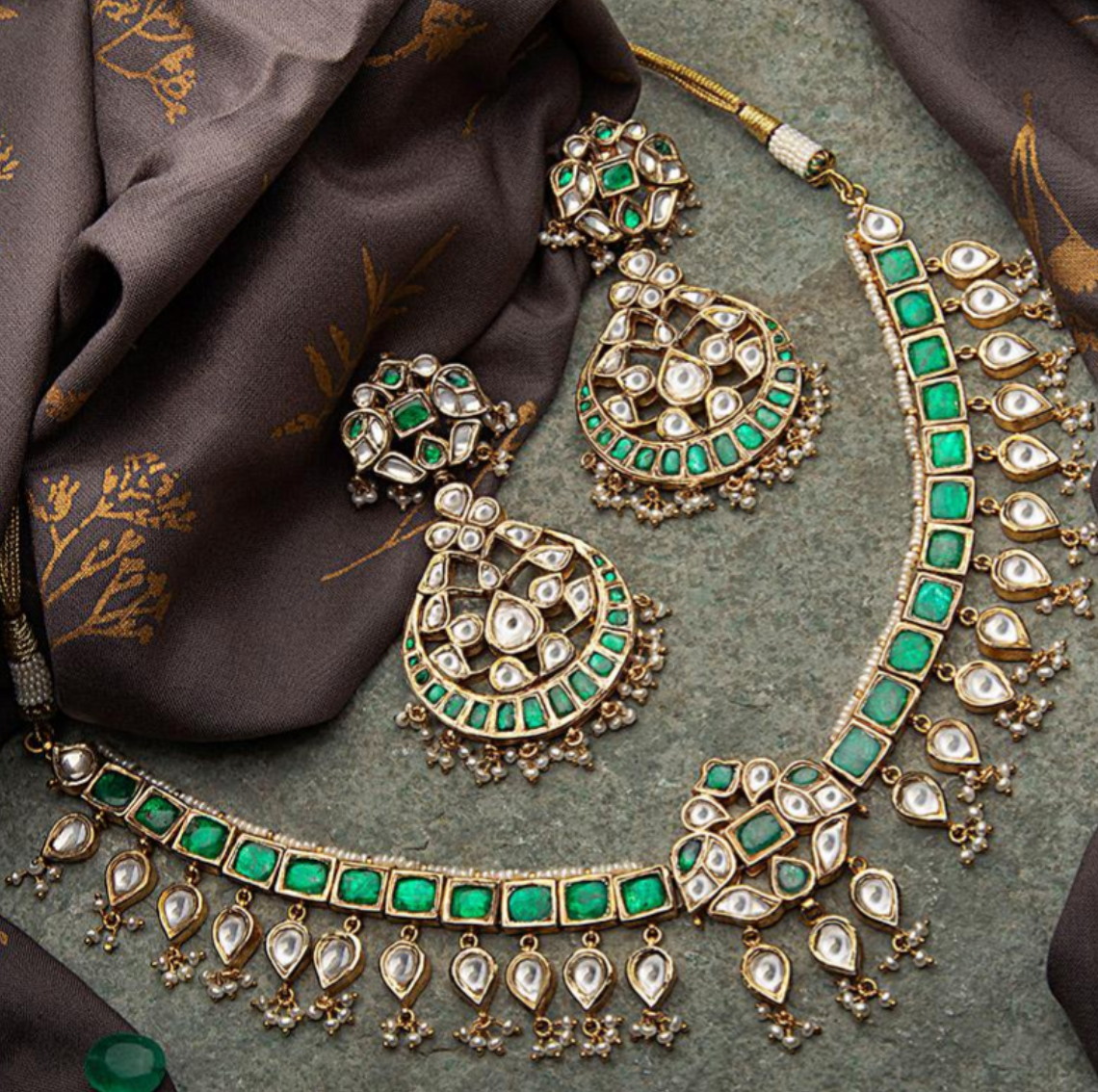 925 Silver Uyarcha Surya Chandra Necklace Set - Amrrutam