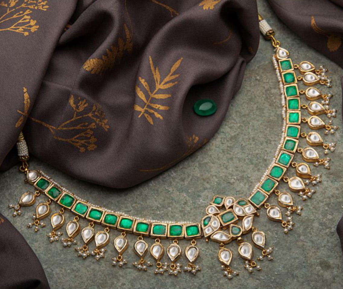 925 Silver Uyarcha Surya Chandra Necklace Set - Amrrutam