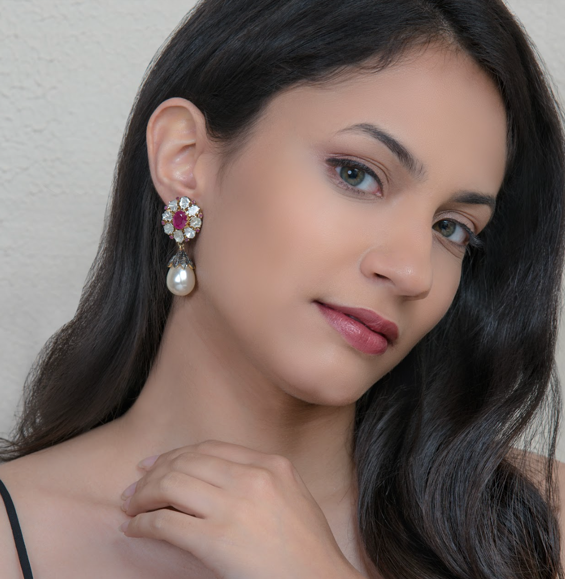 925 Silver Signature Ruby Flower Earrings - Amrrutam