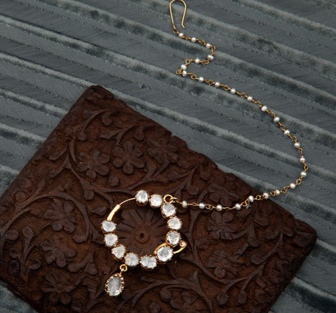 925 Silver Romal Polki Bridal Nath - Amrrutam