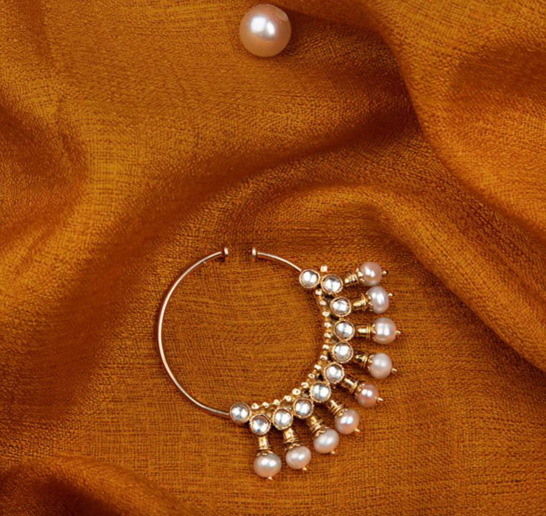925 Silver Trishala Polki Bridal Nath - Amrrutam