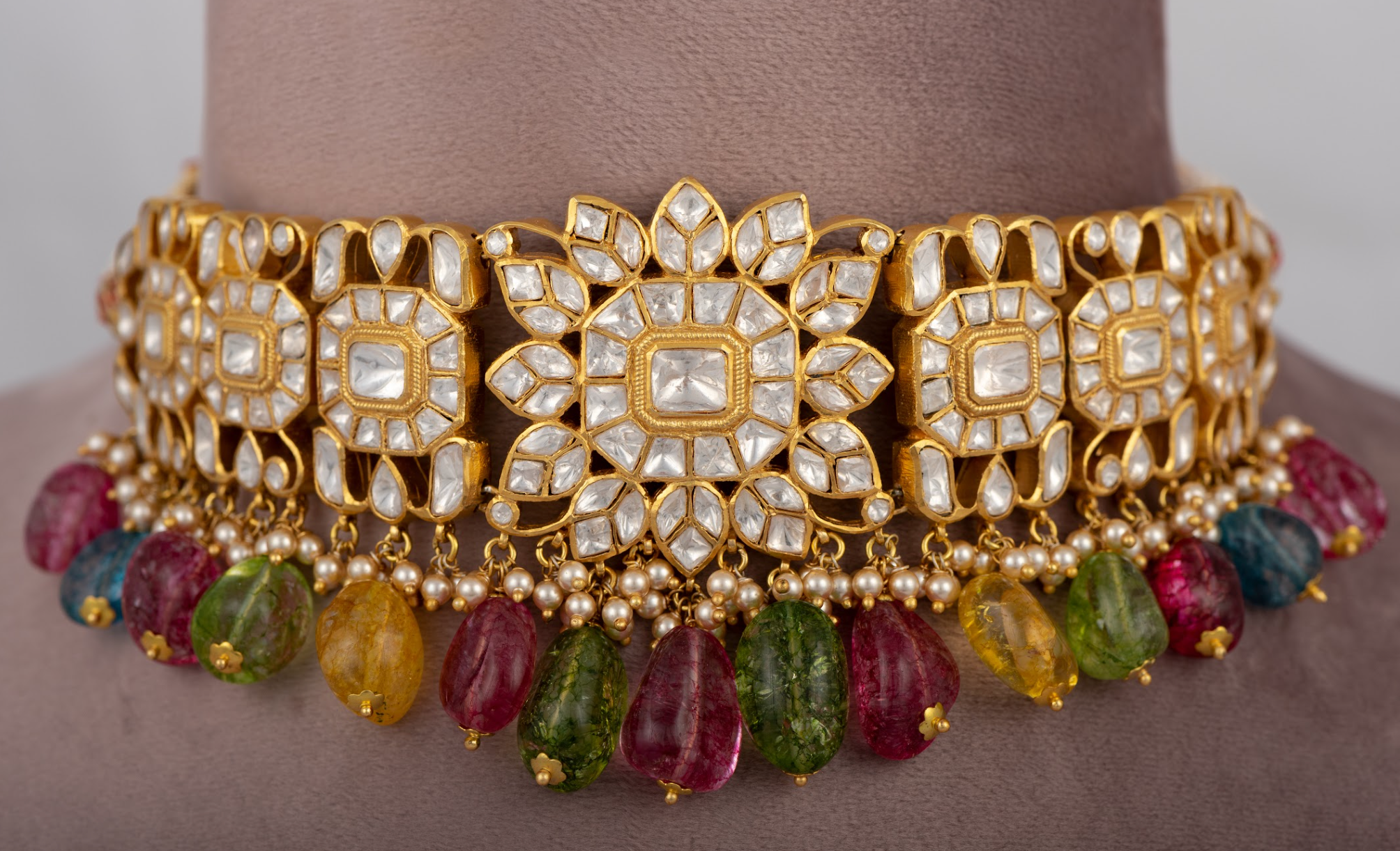 925 Silver Jahanki Polki Choker Necklace - Amrrutam
