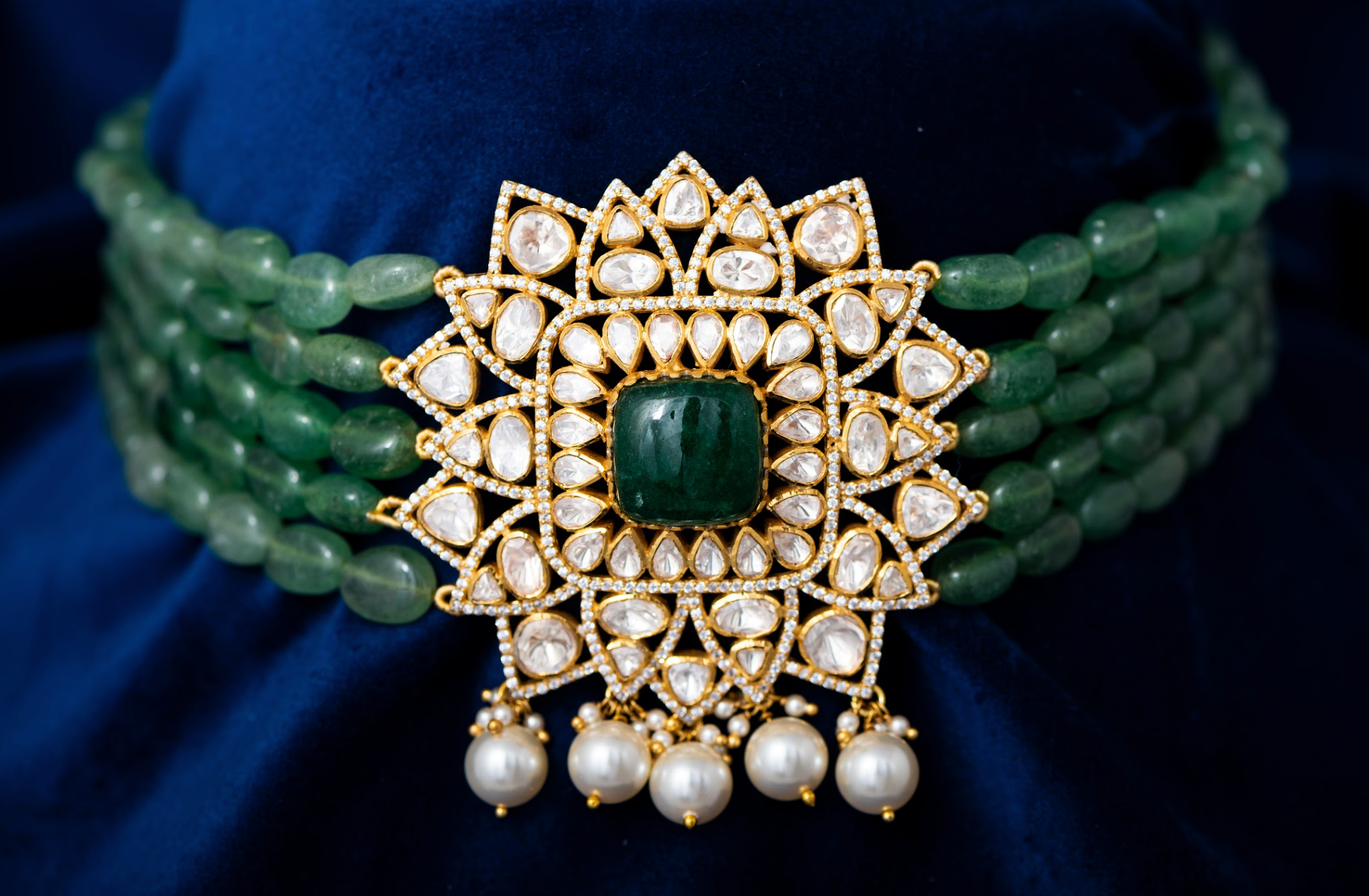 925 Silver Yanini Polki Choker Necklace - Amrrutam