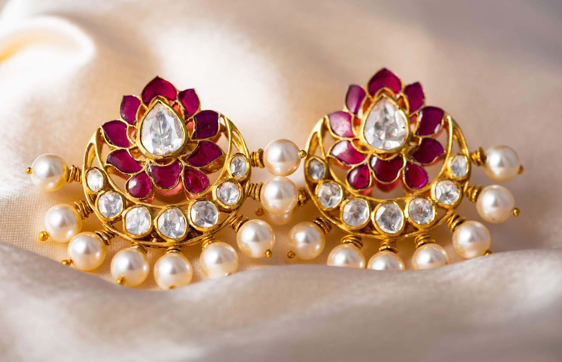 925 Silver Sariska Polki Long Necklace Set - Amrrutam