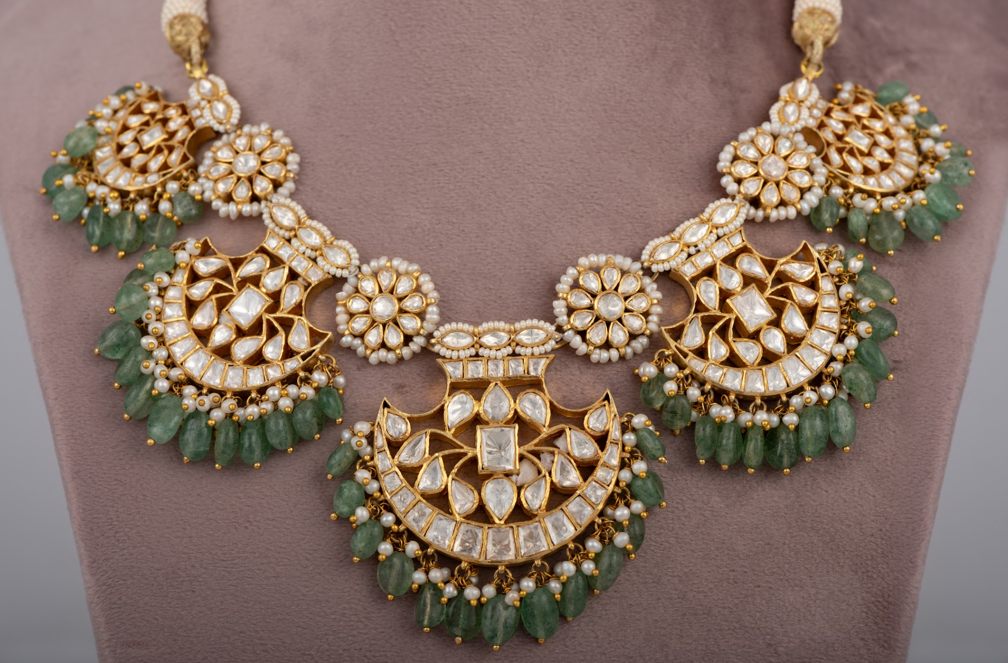925 Silver Likatya Polki Necklace Set - Amrrutam