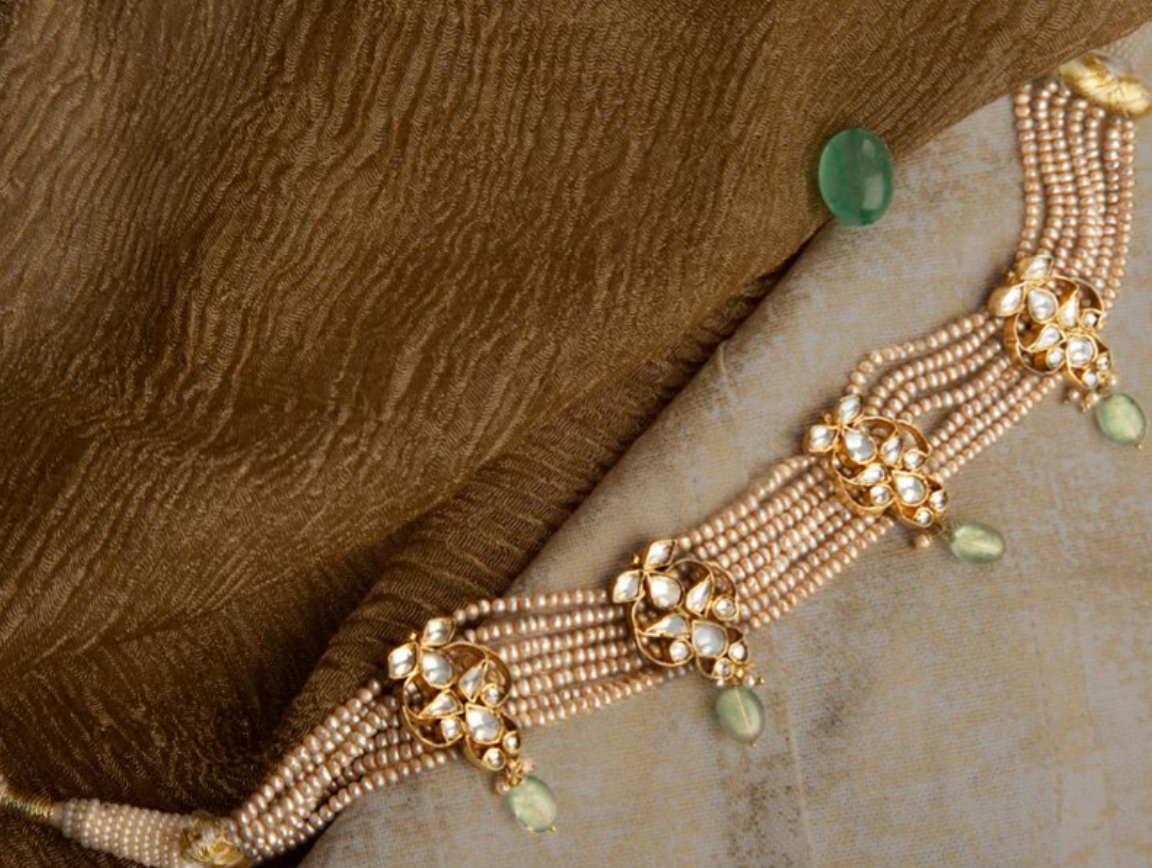 925 Silver Nasba Surya Chandra Choker Necklace - Amrrutam
