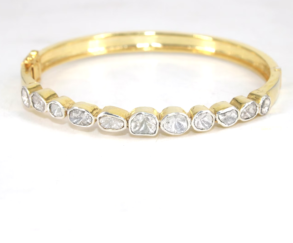 925 Silver Nazmi Polki Bangle - Amrrutam