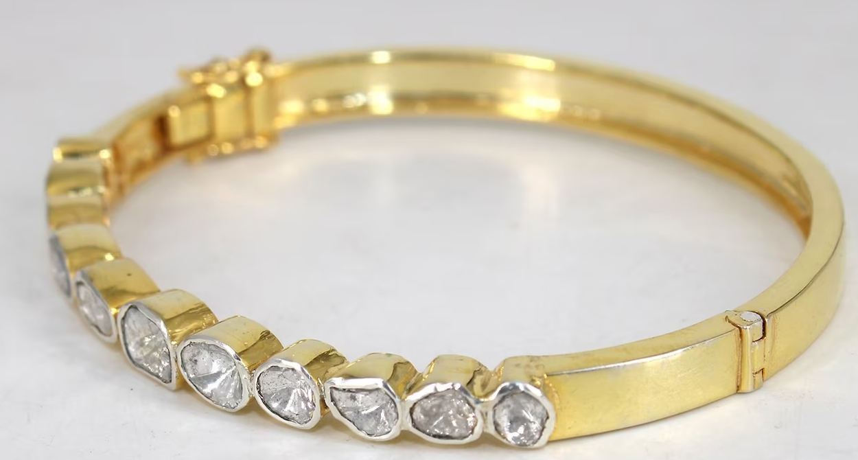 925 Silver Nazmi Polki Bangle - Amrrutam
