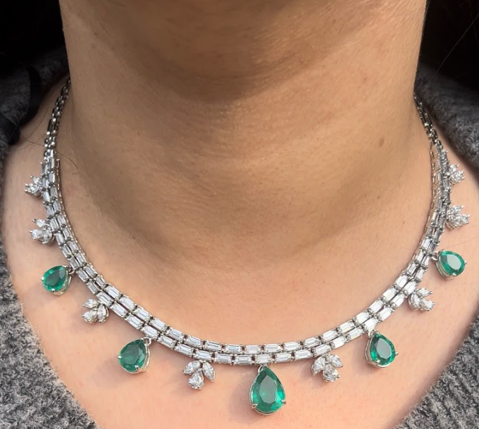 925 Silver Virushka Swarovski Choker Necklace - Amrrutam