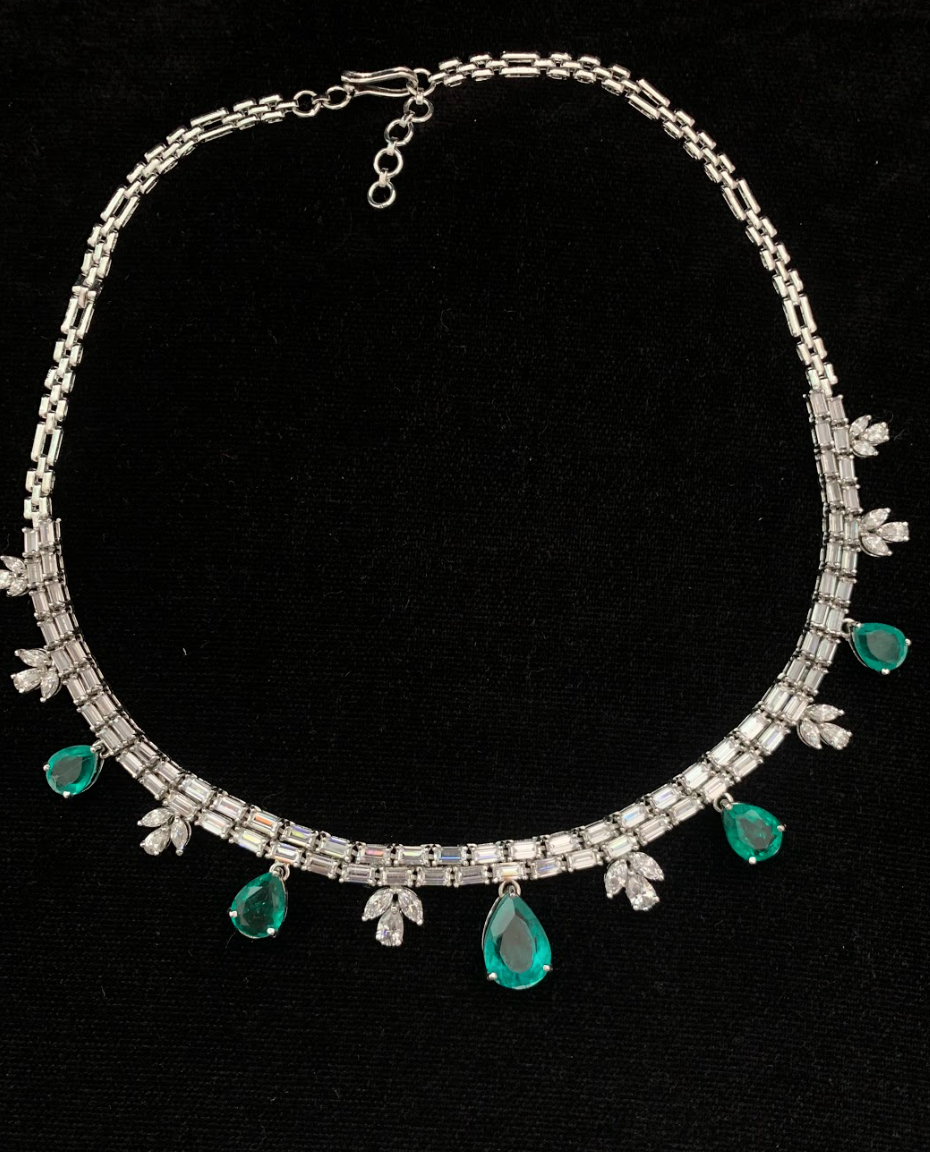 925 Silver Virushka Swarovski Choker Necklace - Amrrutam