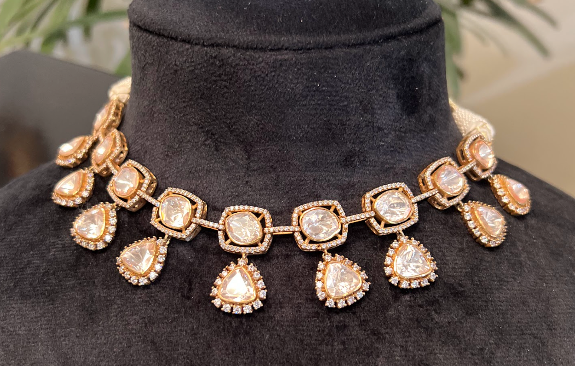 925 Silver Gulbaar Polki Choker Necklace - Amrrutam