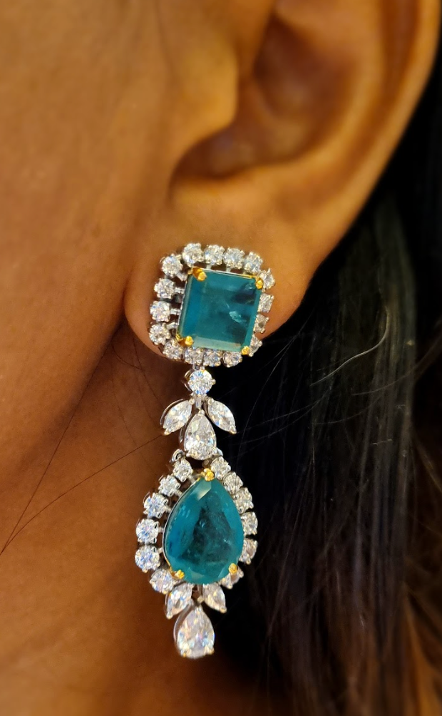 925 Silver Keller Emerald CZ Earring - Amrrutam