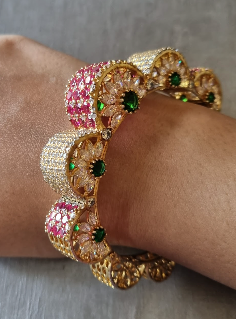 925 Silver Sophiya Ruby CZ Bangle - Amrrutam