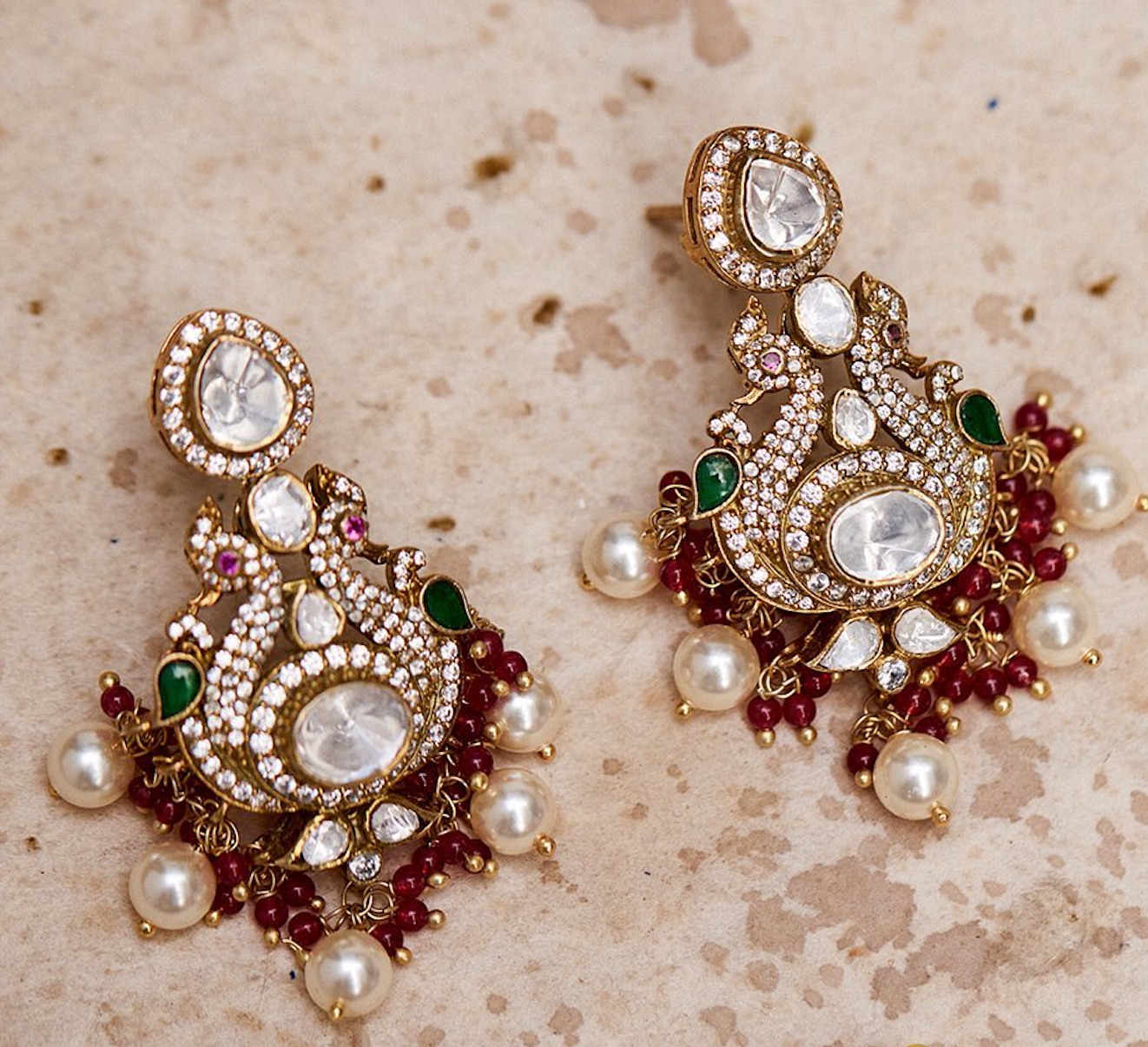 925 Silver Tarini Victorian Polki Earring - Amrrutam Jewellery