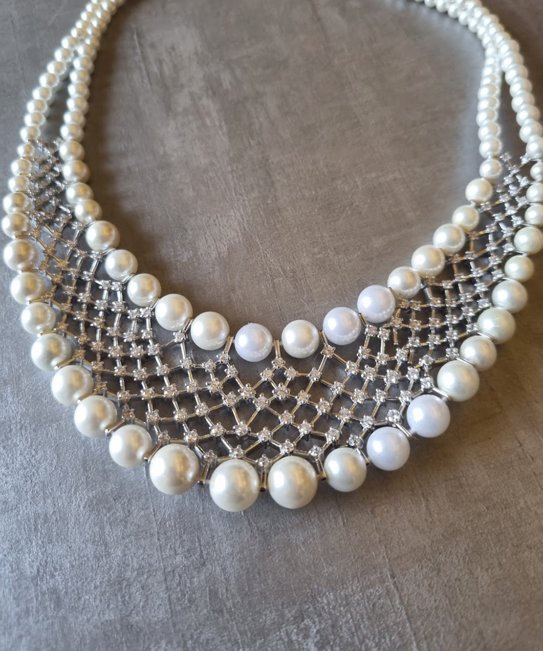925 Silver Pearly Net Necklace - Amrrutam Jewellery