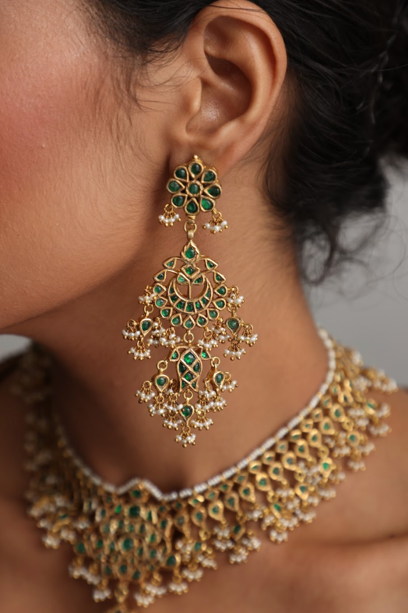 925 Silver Bavara Minar Choker Necklace Set - Amrrutam