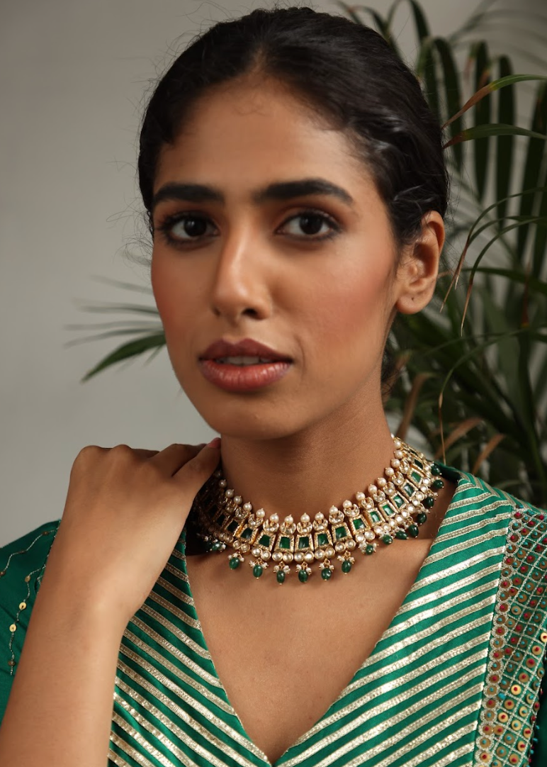 925 Silver Bavara Saksham Choker Necklace - Amrrutam
