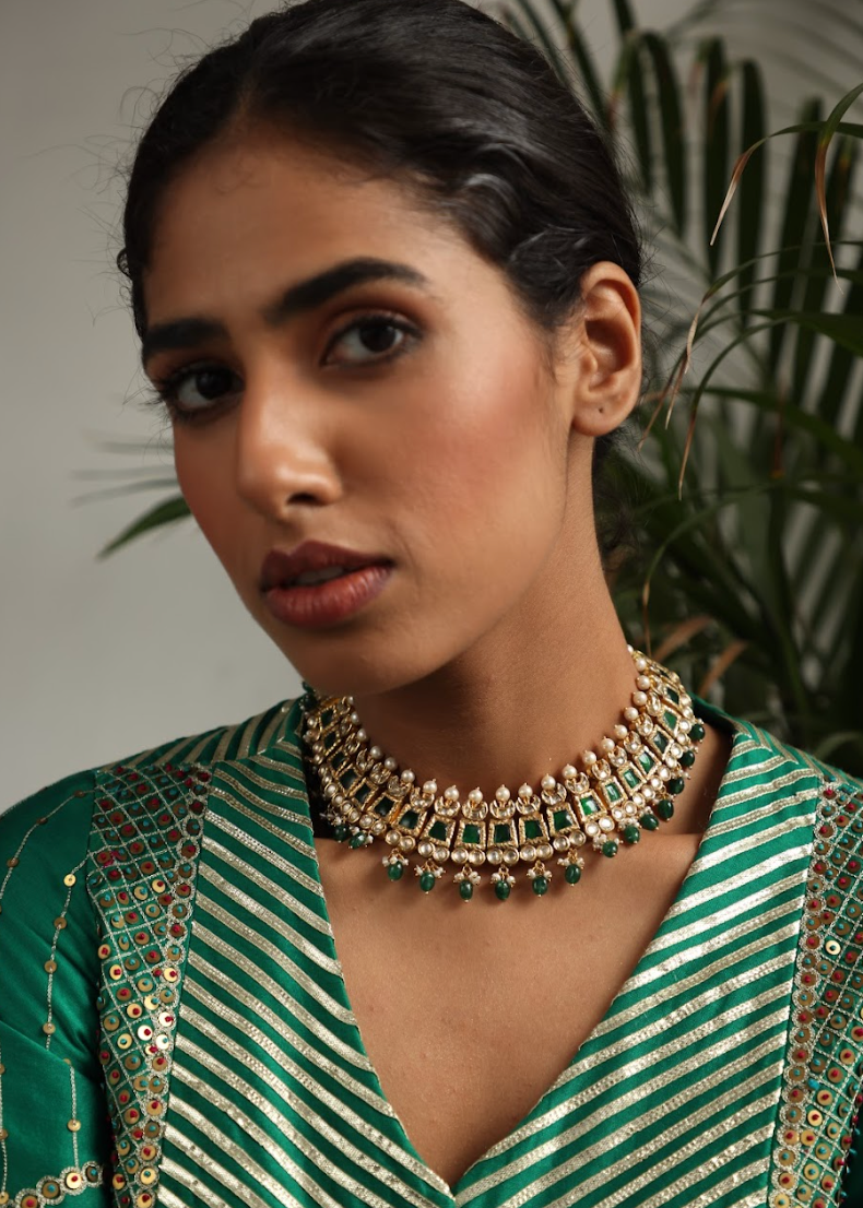 925 Silver Bavara Saksham Choker Necklace - Amrrutam