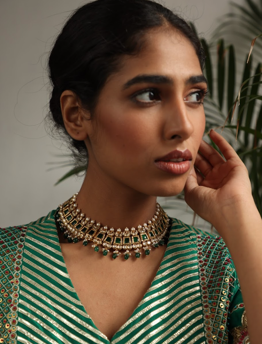 925 Silver Bavara Saksham Choker Necklace - Amrrutam