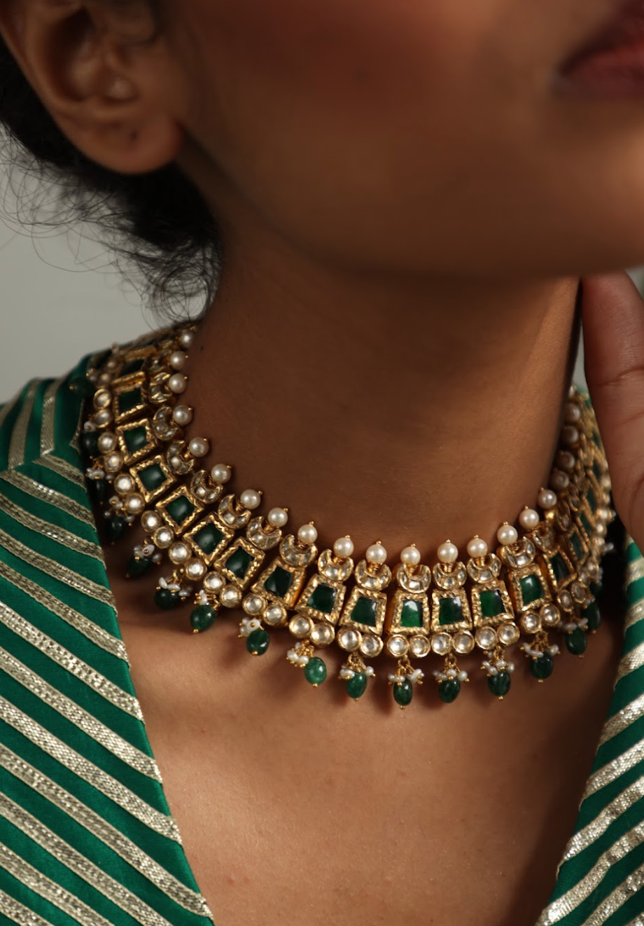 925 Silver Bavara Saksham Choker Necklace - Amrrutam