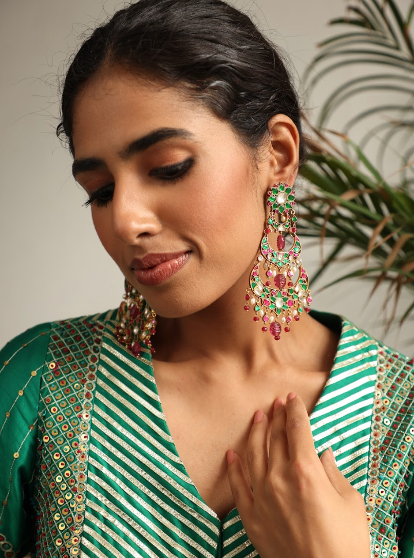 925 Silver Bavara Gajra Chandbali Earrings - Amrrutam