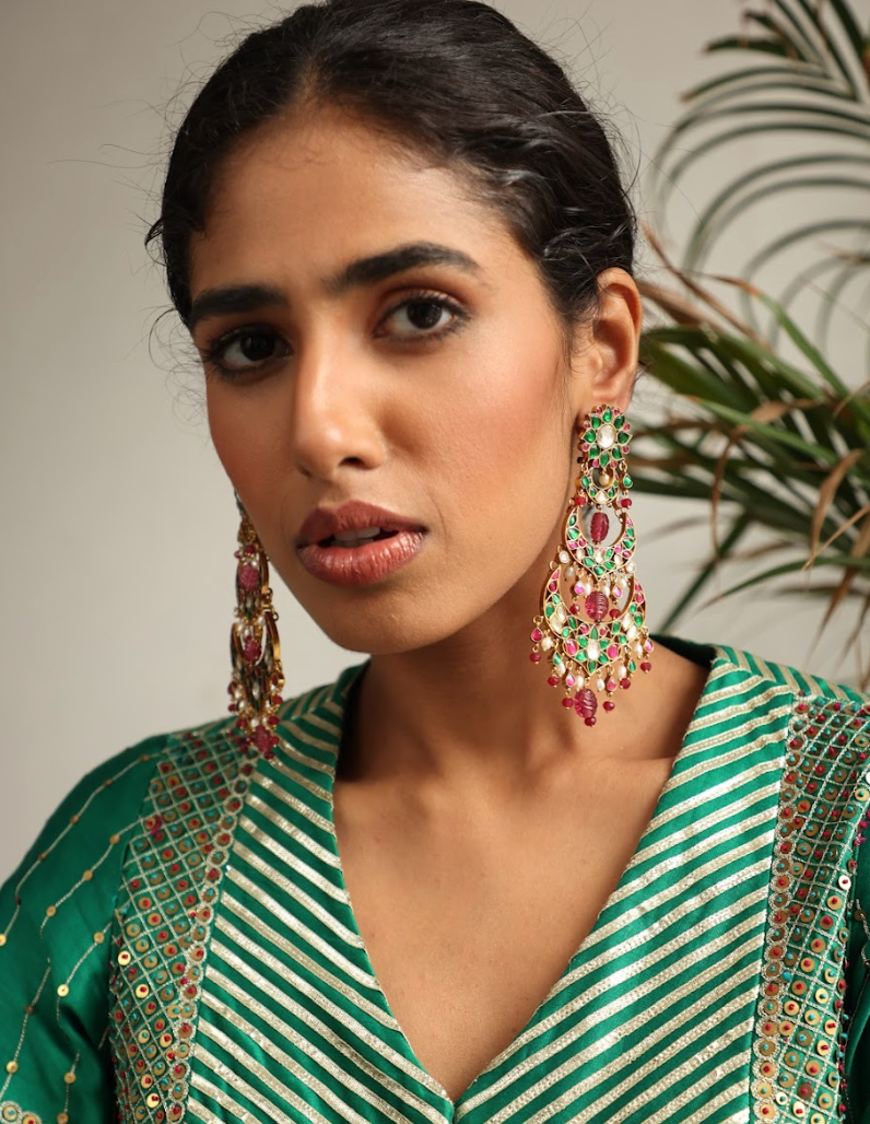 925 Silver Bavara Gajra Chandbali Earrings - Amrrutam