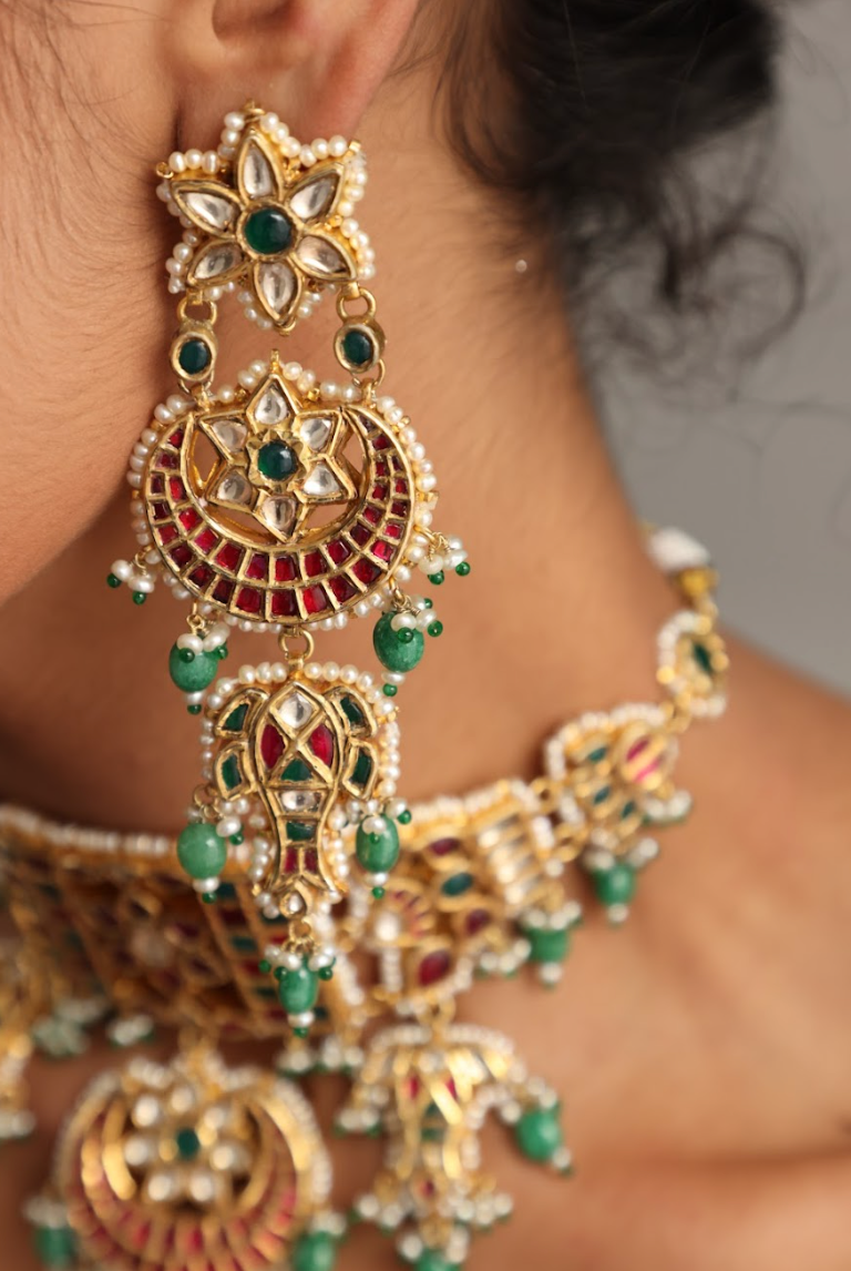 925 Silver Bavara Priyali Choker Necklace Set - Amrrutam