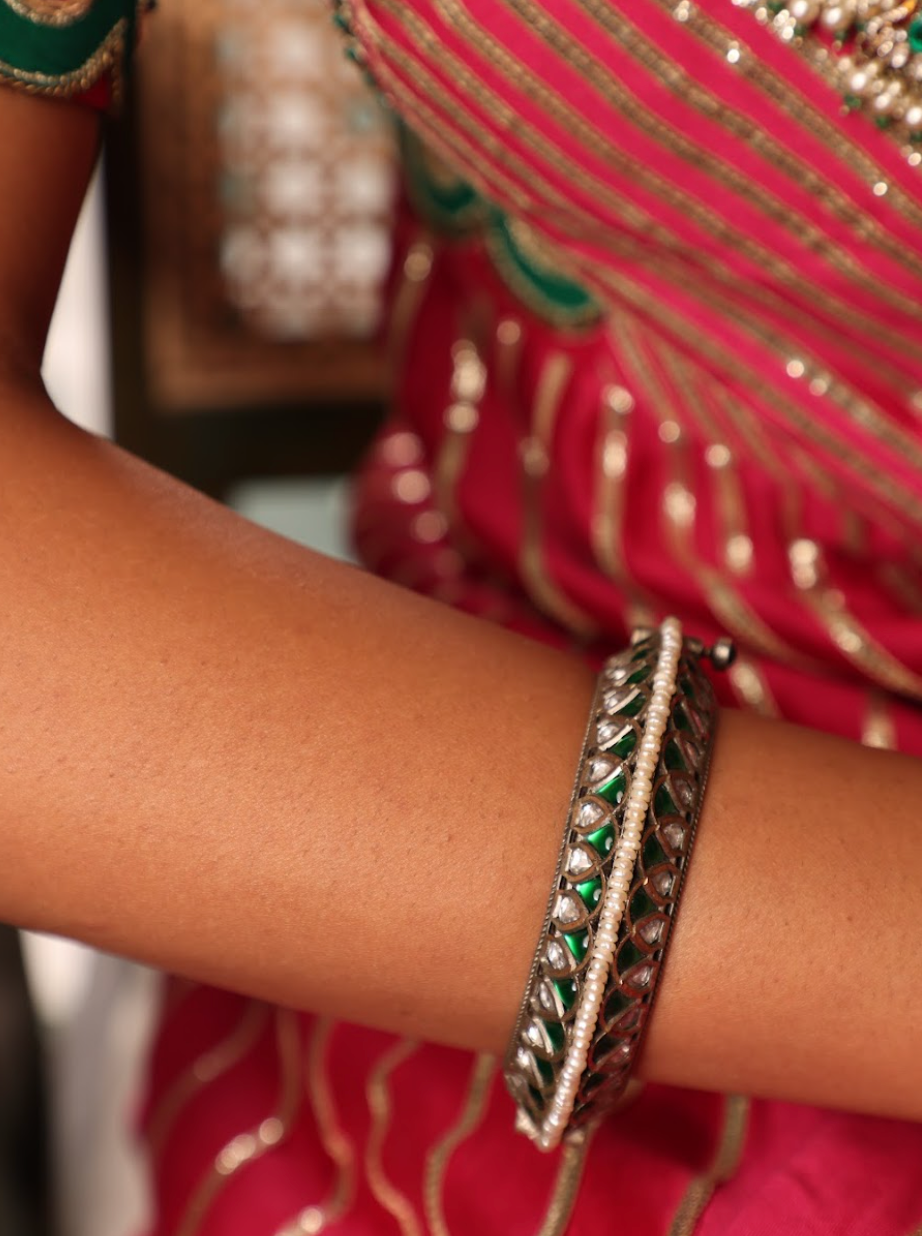 925 Silver Bavara Avsara Bangle Set - Amrrutam