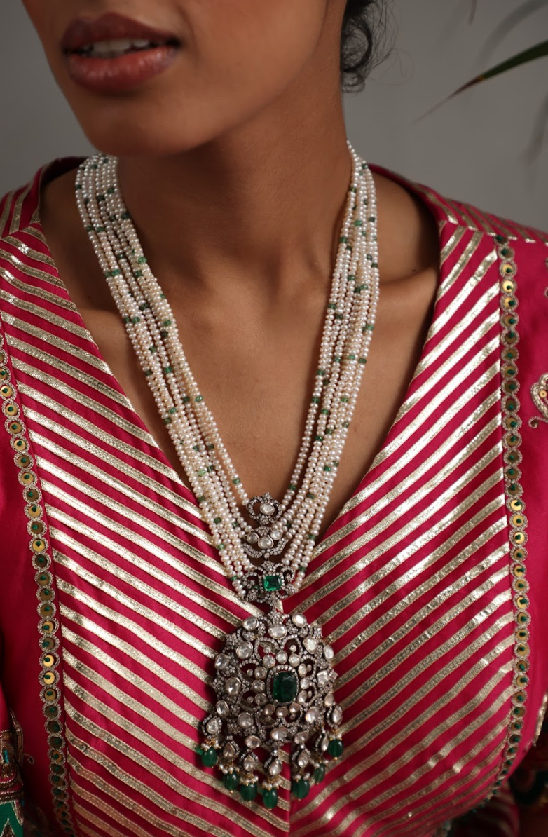 925 Silver Bavara Victorian Maharani Long Necklace - Amrrutam