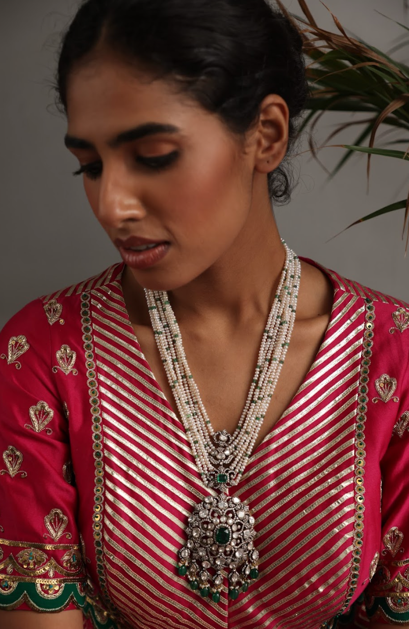 925 Silver Bavara Victorian Maharani Long Necklace - Amrrutam