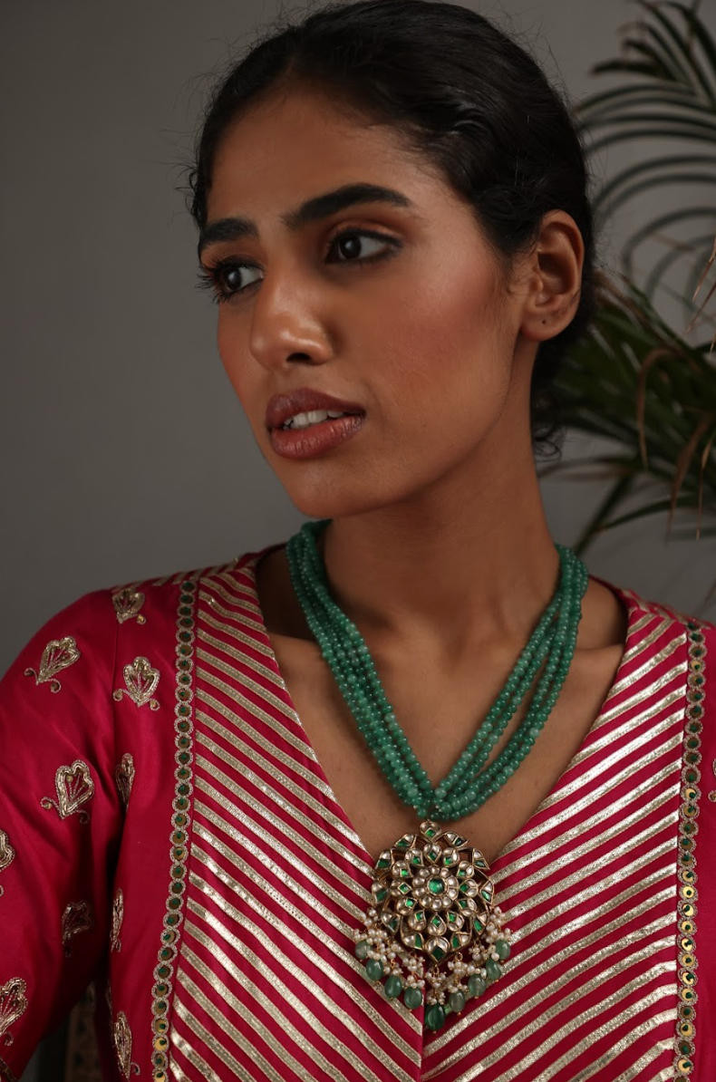 925 Silver Bavara Vaidehi Long Necklace - Amrrutam