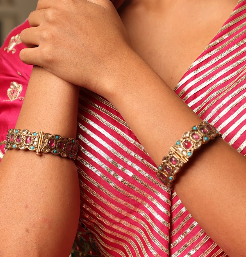 925 Silver Bavara Turquoise Bangle Set - Amrrutam