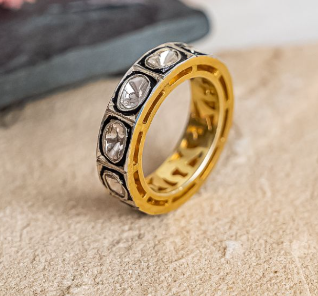 925 Silver Marie Eternity Uncut Diamond Ring - Amrrutam