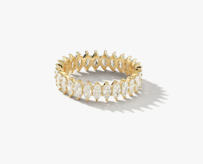 14K Gold Marquise Eternity Diamond Ring - Amrrutam