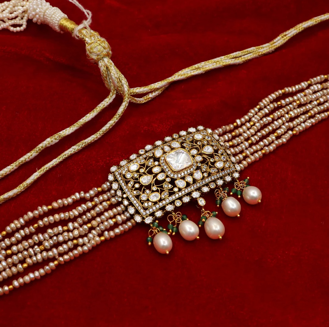 925 Silver Meira Traditional Silver Choker Necklace Set - Amrrutam Jewellery